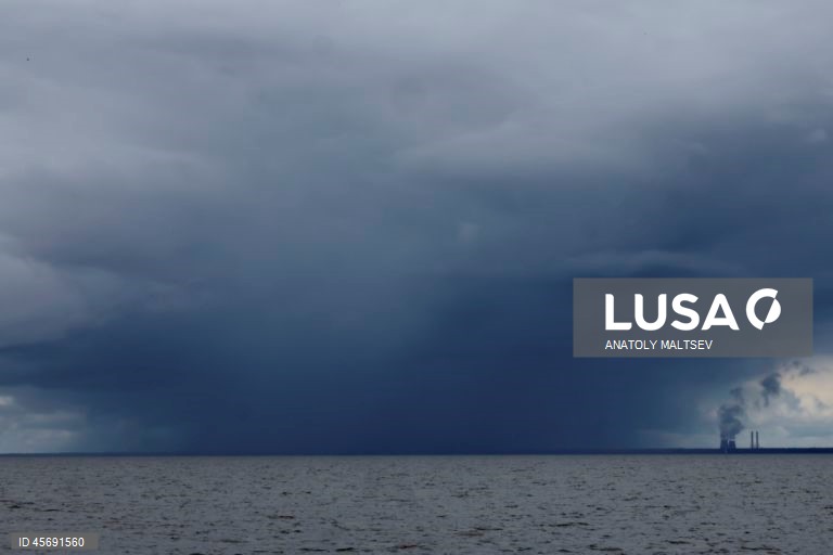 Storm sweeps over the Gulf of Finland in St. Petersburg